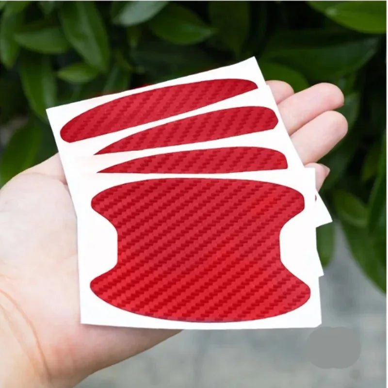 4 Pieces of Car Door Handle Protective Film, Carbon Fiber Stickers, Scratch Resistant Covers, Exterior Accessories,