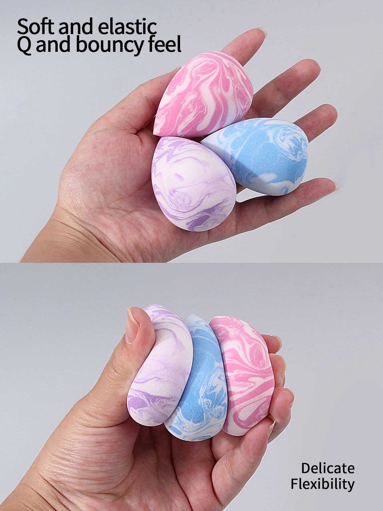 High appearance level, 3 marble-textured makeup eggs, soft dry and wet dual-purpose foundation, concealer,and makeup powder puff