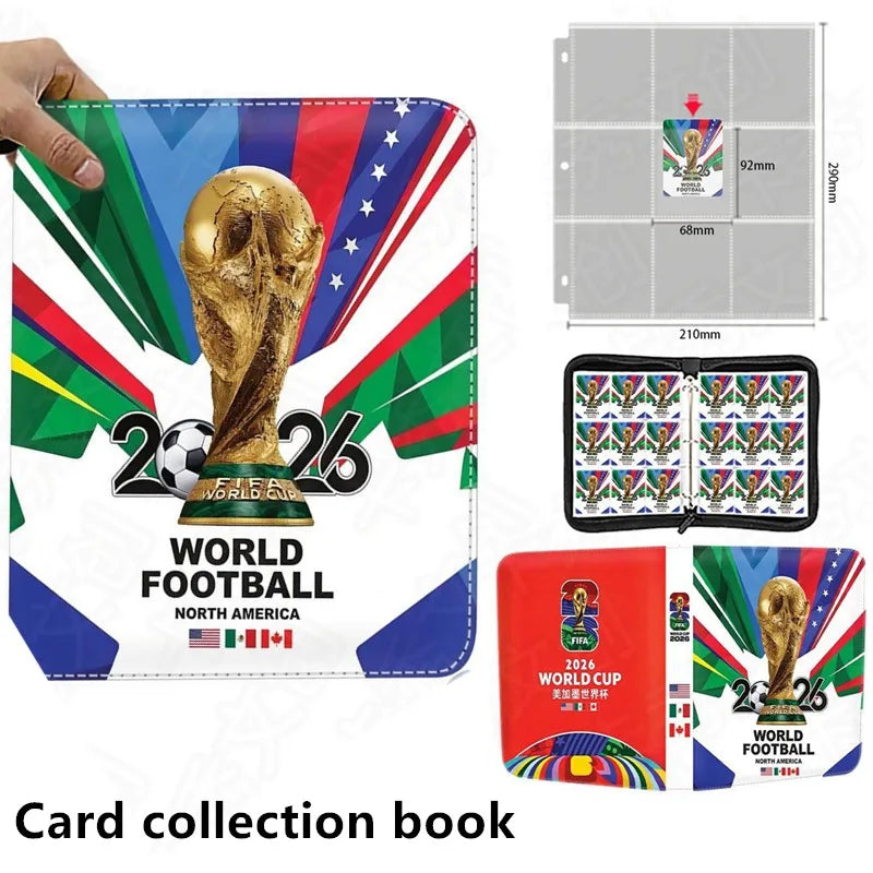 400/900pcs World Cup Football Star Card Album Book Folder 4/9 TCG Card Slots Collections Zipper Card Binder Holder
