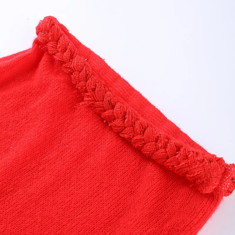 Knit Woven Bra Top Skirt Sets Women Twist Strap Sleeveless Backless Corset Long Skirts Suits Female 2 Pieces Seaside Vacation
