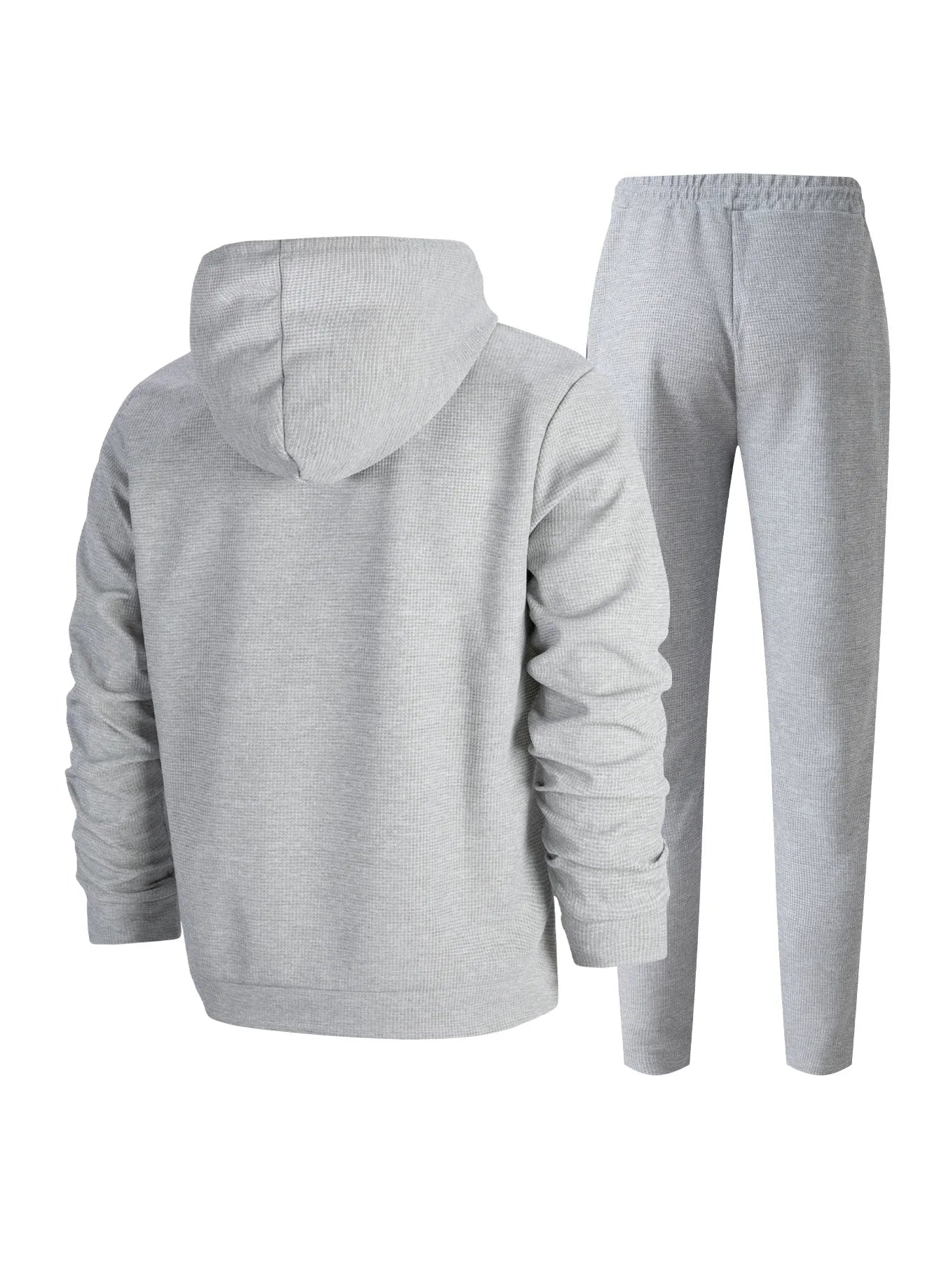 Teen Boys 2-Piece Set Waffle Knit Half-Zip Hoodie And Drawstring Pants Casual Comfortable Clothing