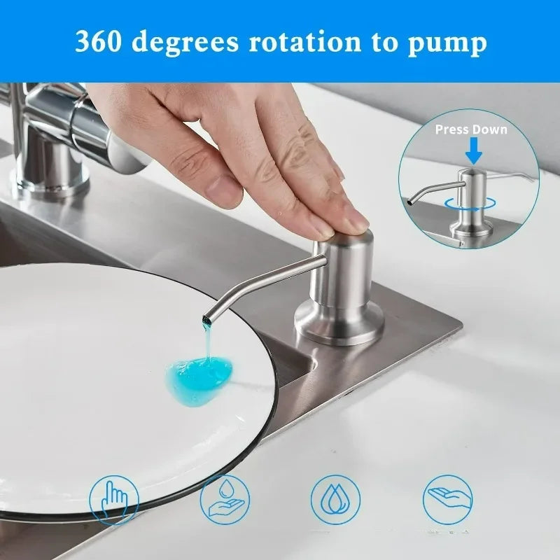 500ml/350ml Practical Kitchen Sink Tools Home Products Bottles Liquid Soap Dispenser Durable Stainless Steel Pump Soap Dispenser
