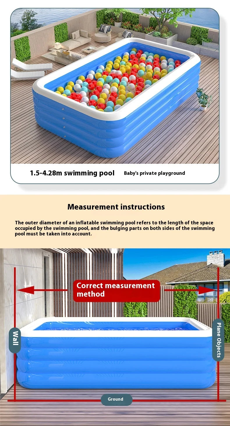 Inflatable Swimming Pool Home Portable Large Adult Bath Rectangular Pool