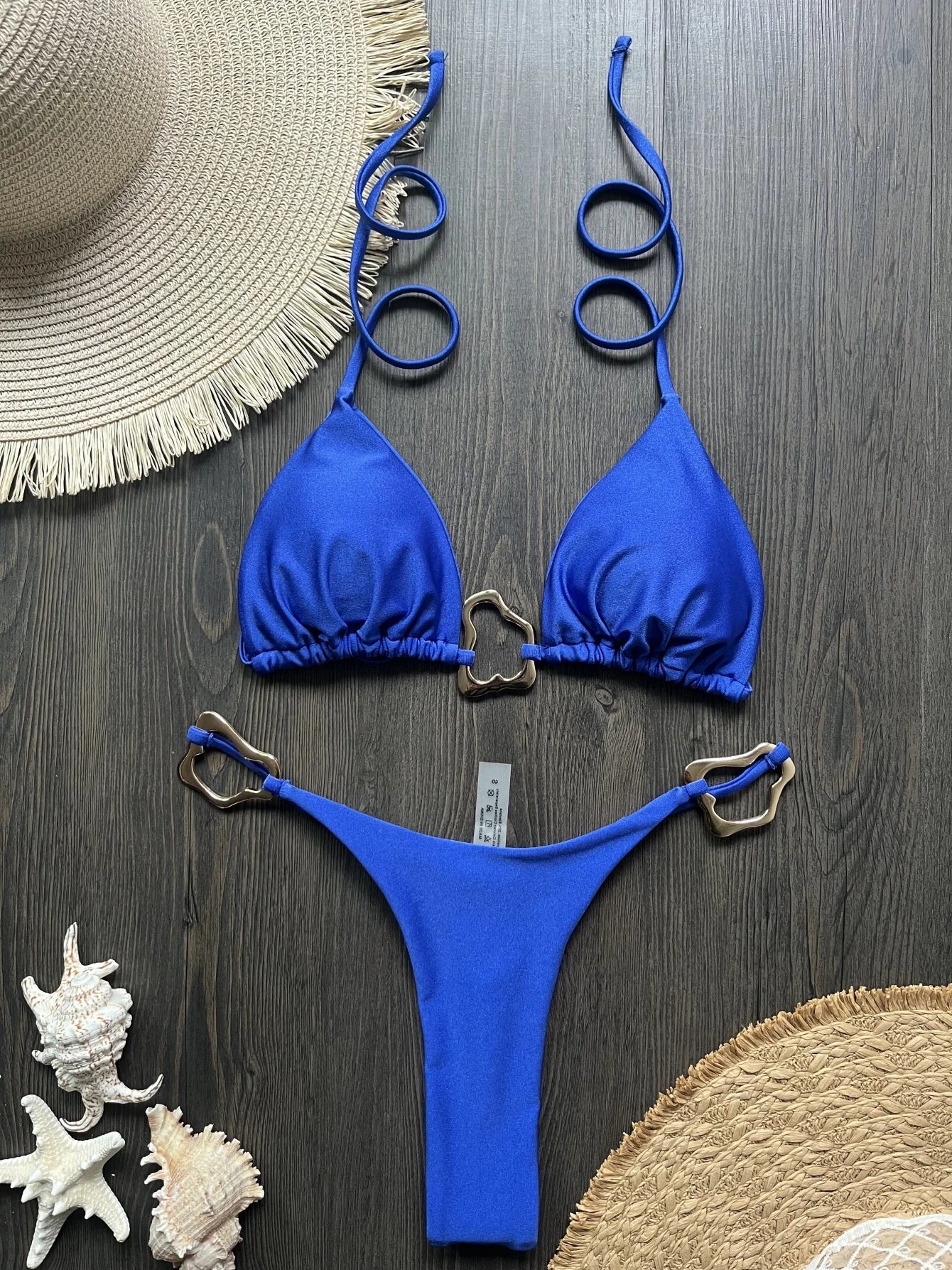 New Sexy Bikini Solid Color Lace-up Split Two-piece Swimsuit for Women