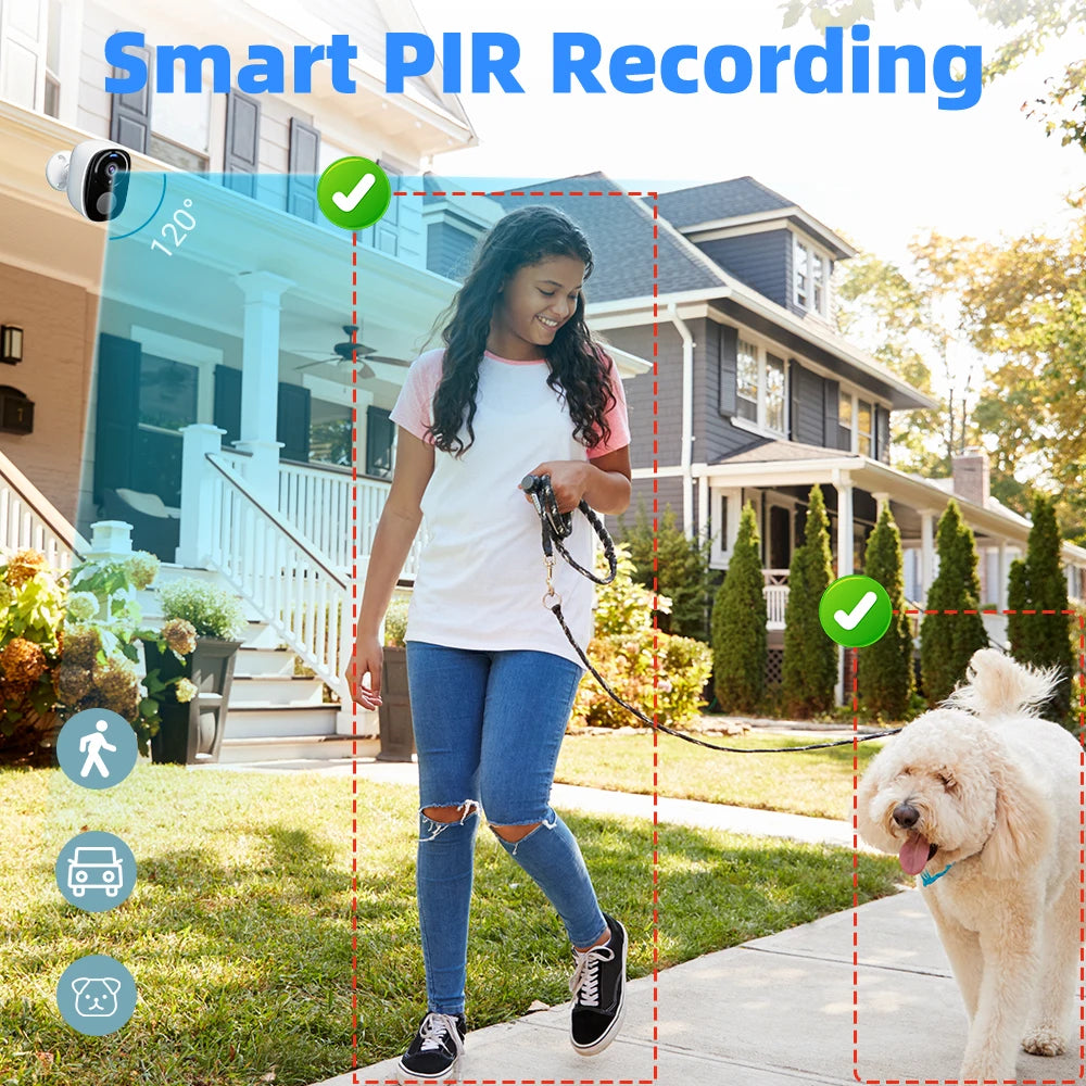 4G Security Cameras Wireless Outdoor 2K Rechargeable Battery Camera Home Surveillance No WiFi Needed PIR IP65 Work With O-kam Pr