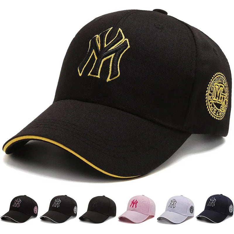 Four Seasons HatsMen Trendy Black Retro brooklyn Letter Embroidery Baseball Cotton Adjustable Casual Hat Hip Hop Sun Hats