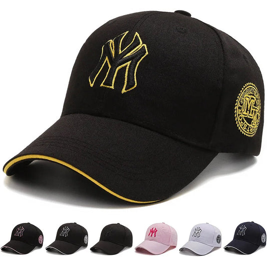 Four Seasons HatsMen Trendy Black Retro brooklyn Letter Embroidery Baseball Cotton Adjustable Casual Hat Hip Hop Sun Hats