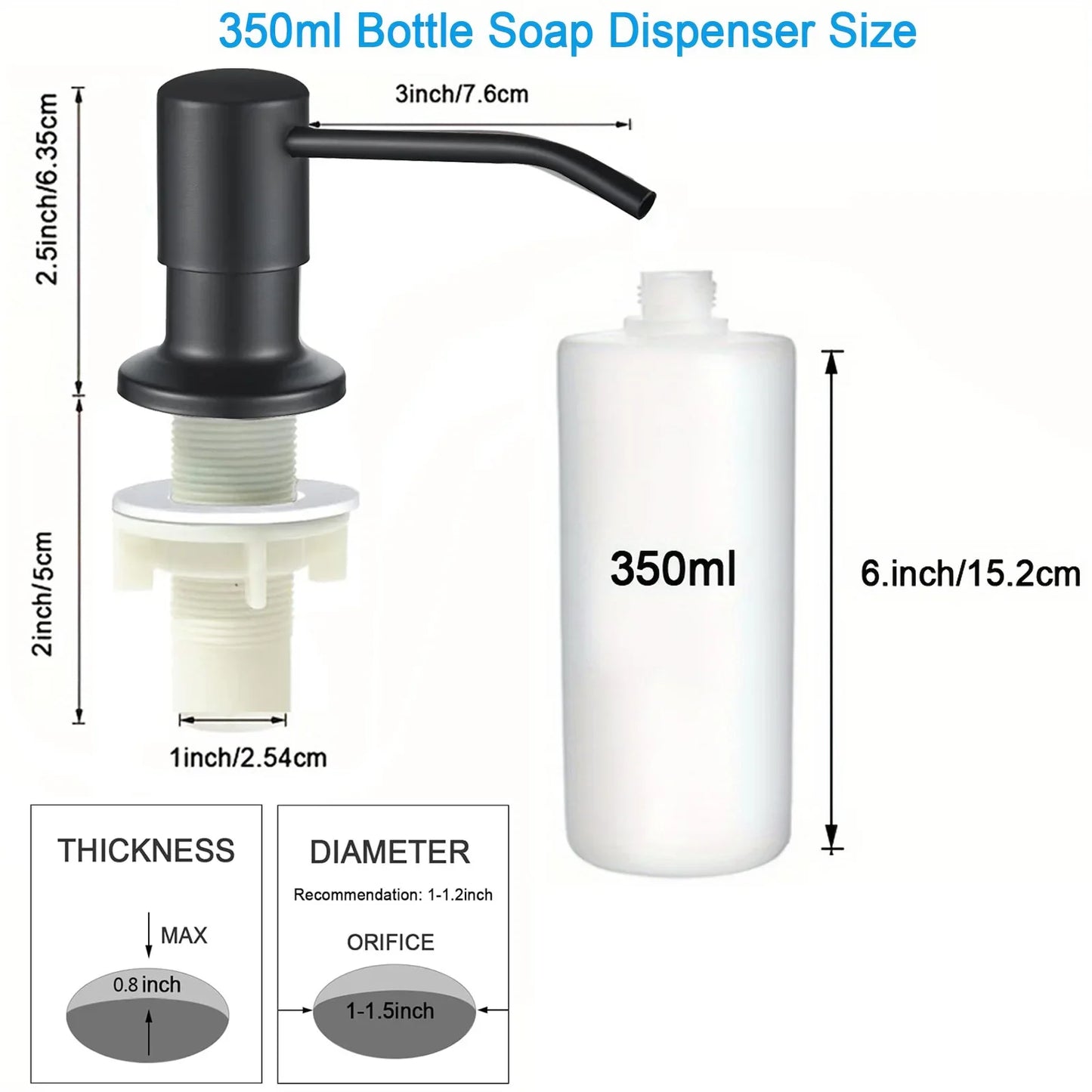 500ml/350ml Practical Kitchen Sink Tools Home Products Bottles Liquid Soap Dispenser Durable Stainless Steel Pump Soap Dispenser