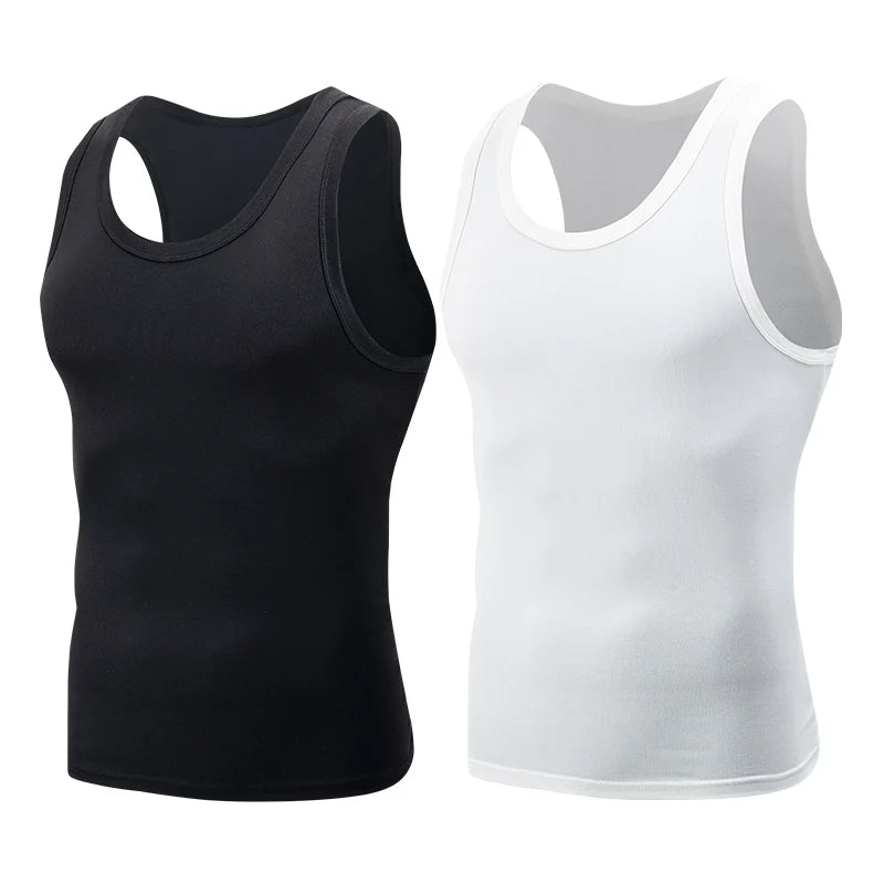 1/3 Men's Tank Top Four Seasons Black and White Solid Color Narrow Shoulder Casual Sports Fitness Comfortable Home Top Trendy