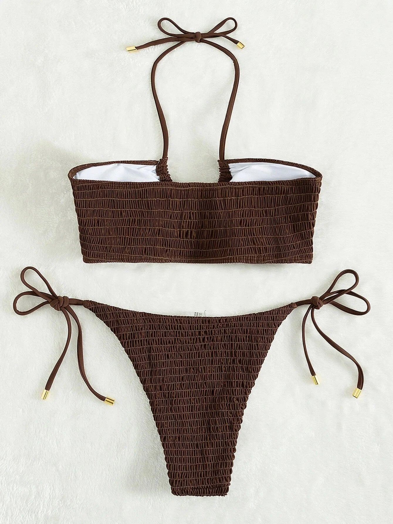 Sexy Triangle Bikini 2026 Women Red Black Ribbed Push Up Micro Swimsuit Cut Out Metal Designer Bathing Suit Knot Thong Swimwear