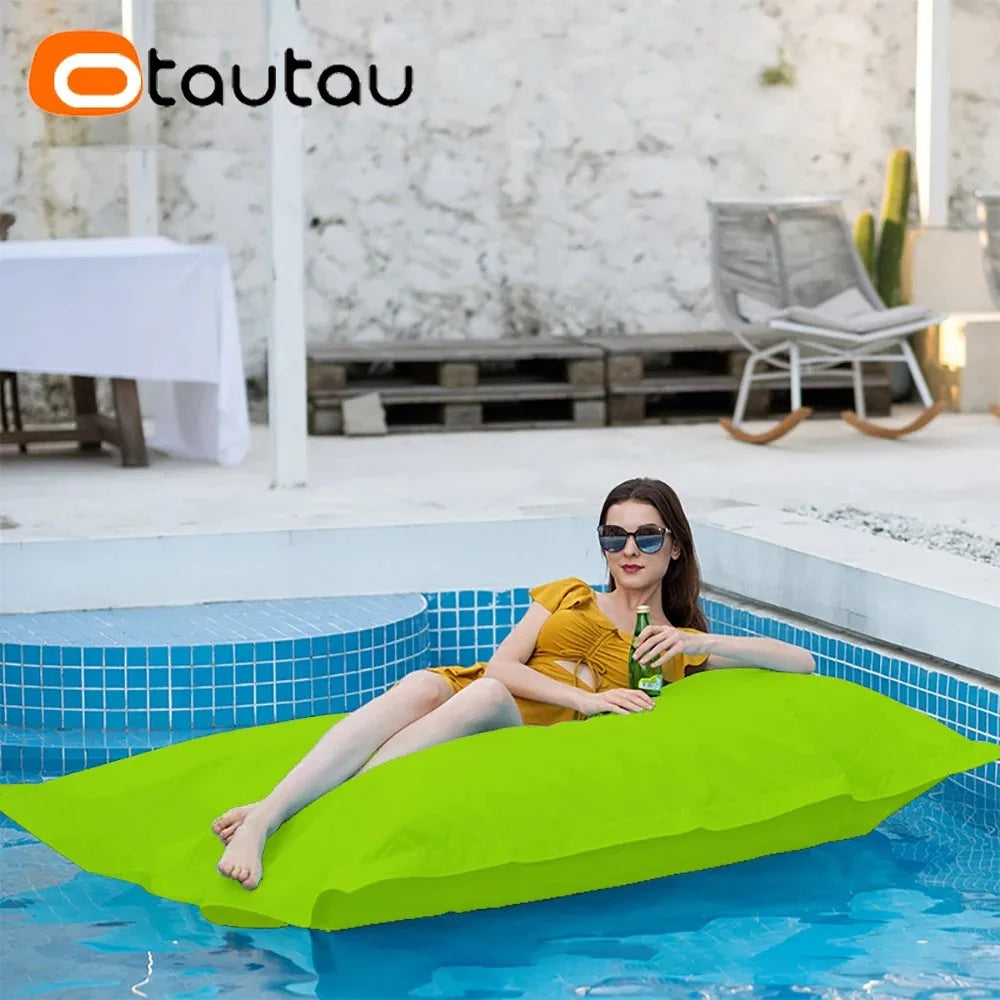 OTAUTAU Retangular Swimming Pool Floating Bean Bag Pouf Cover No Filler Waterproof Beach Pillow Sac Sofa Bed Chaise Lounge DD034