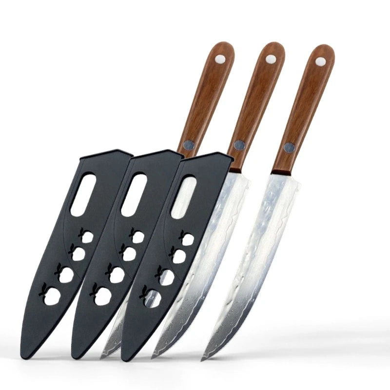 Premium 67-Layer Forged Damascus Steel Fruit Knife With Wooden Handle And Protective Sheath Meat Cutter Vegetable Slicer Knife