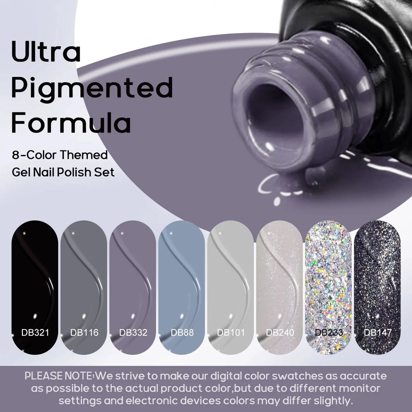 8PCS/Set Colorful Gorgeous Gel Nail Polish Kit Autumn Series Sparkling Shinning Manicure Soak Off Black White Nails Art Varnish