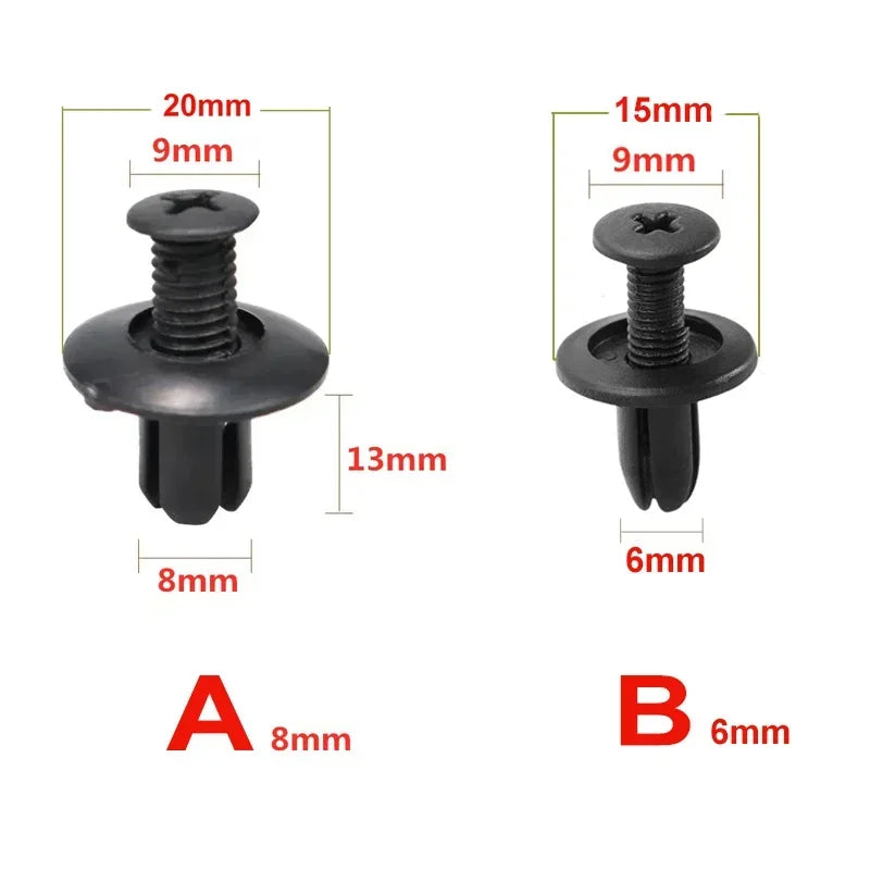 Car Plastic Rivets Fasteners 8mm/6mm Bumper Fender Screws Clips 8mm Hole Auto Push Pin Clip Accessories for Vehicle Repair