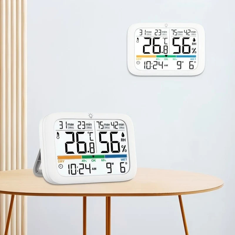 Smart Digital Thermometer and Hygrometer with Backlight Calendar and Time Display High-precision Thermo-Hygrometer for Home