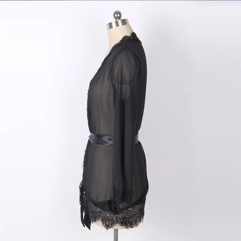 Sexy Women Lingerie Lace Ruffles Pajamas Robe See-through Babydolls Underwear Sleepwear Night Dress Erotic Costumes Sex Clothes