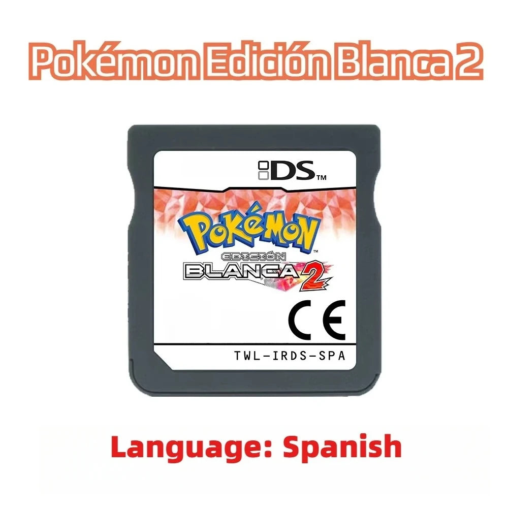 DS Game Card ， Soul Silver Heart Shaped Gold Pearl Diamond Black 2 White 2 ，Console game cartridge ，Spain Language