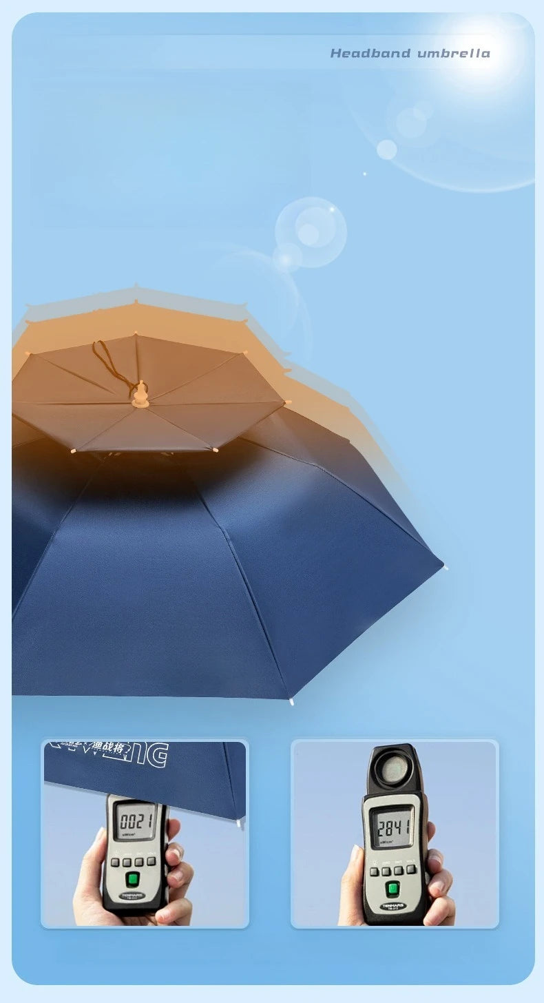 Head Mounted Fishing Umbrella Cap Multi functional Outdoor Sunshade Head Umbrella Cap Adult Sunny and Rainy Umbrella