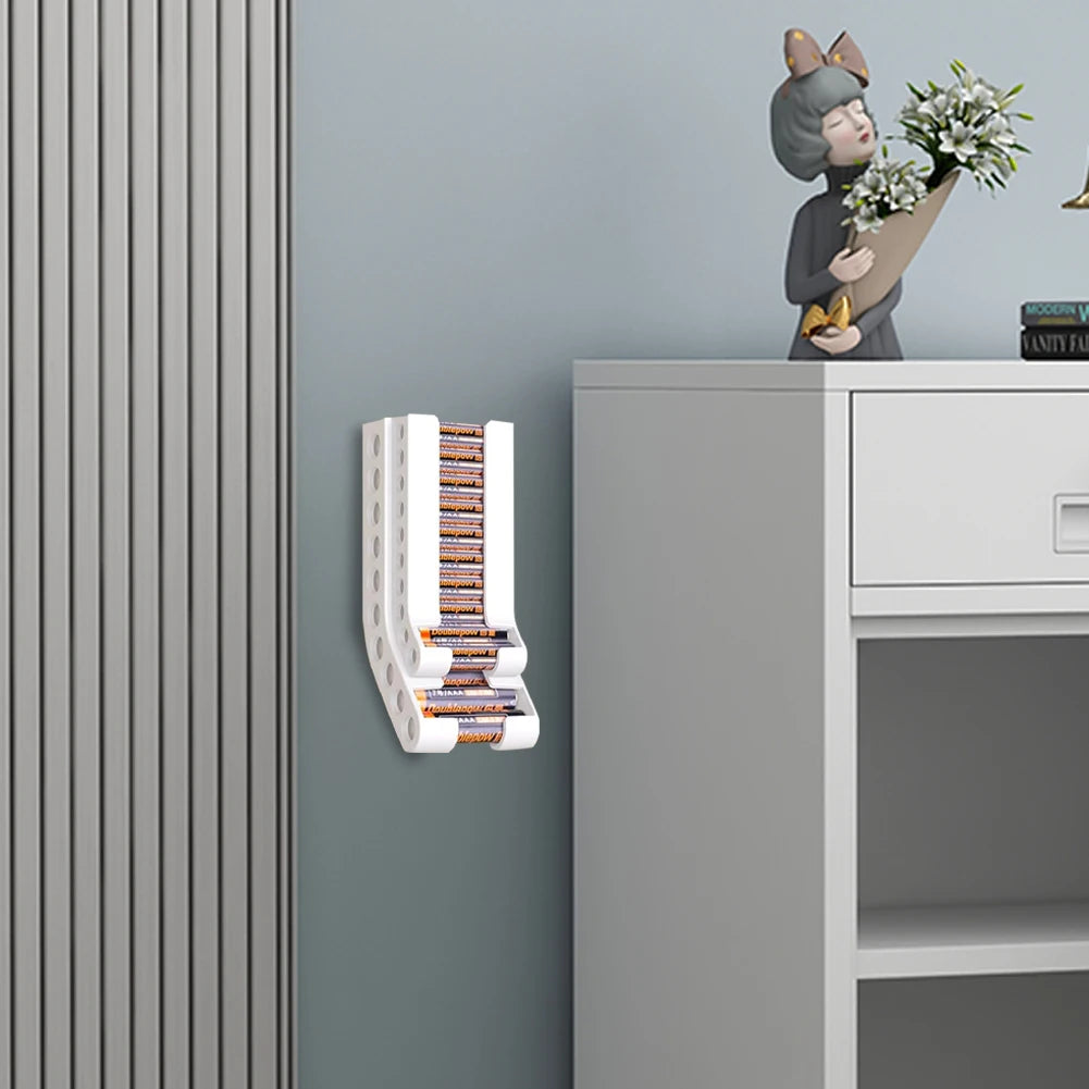 Battery Storage Organizer AA & AAA Combo Battery Keeper Holder Wall Mount Battery Dispenser Container for 10AAA & 10AA Batteries