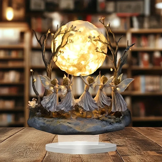 Creative ornaments, a group of fairies dancing gracefully under the moon, home decoration, living room desktop decoration