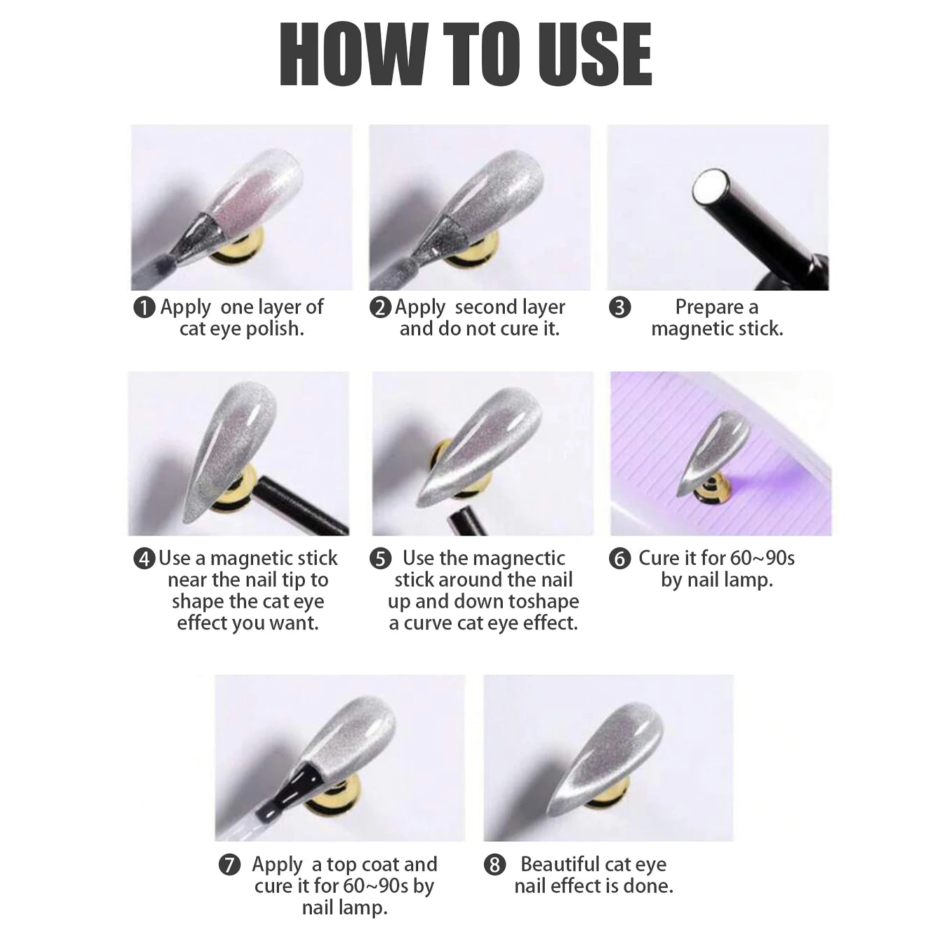 12ML 1-21pcs Toe Selling Whitening Glass Bead Cat Eye Gel Nail Polish Black Nails Nail Art Grey Cat Eye Nail Polish Cute Nails