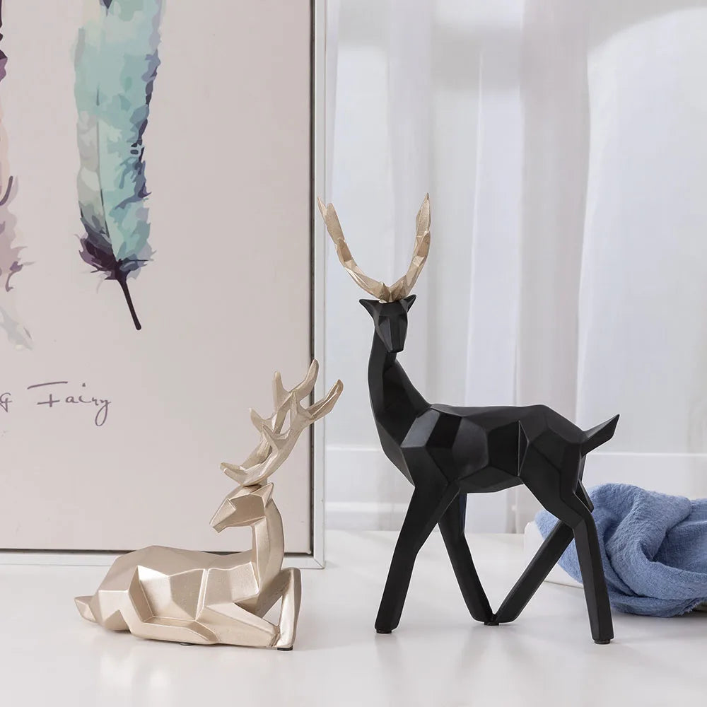 European Style Decorative Items Creative Resin Crafts  Decorative Items  Geometric Deer Ornaments Gifts  Living Room Home