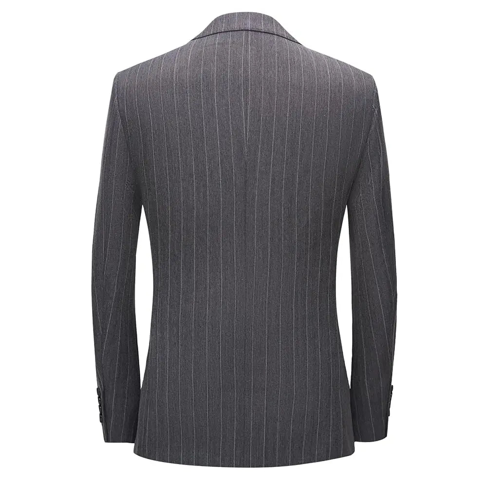Men's 3-Piece Slim Fit Stripe Suit Blazer Jacket Vest Pants Set | Wedding Tuxedo Formal Business Prom Party US Size XXS-3XL