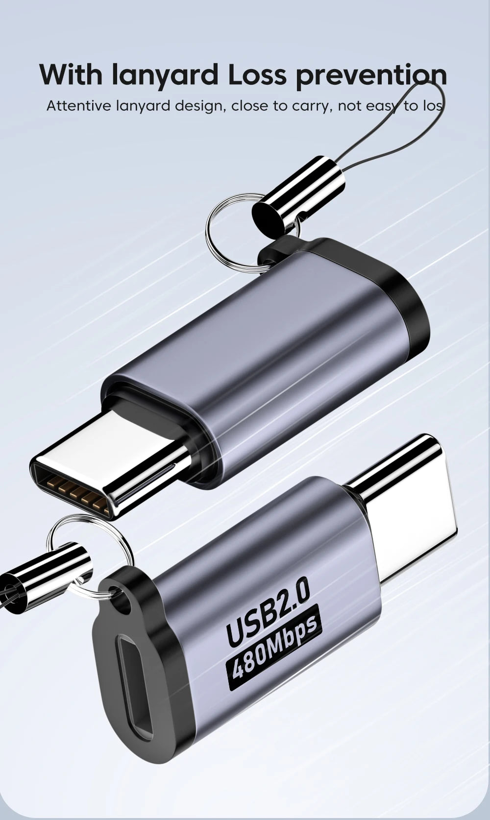 Micro USB To Type C Adapter Mini USB To USB C 480Mbps Fast Data Charging Connector USBC To Lightning Adapter For iphone Android