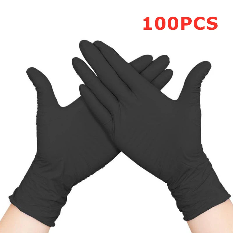 50/100PCS Disposable Nitrile Gloves Black Kitchen Gloves for Household Cleaning Dishwashing Gardening Work Beauty Tattoo Gloves