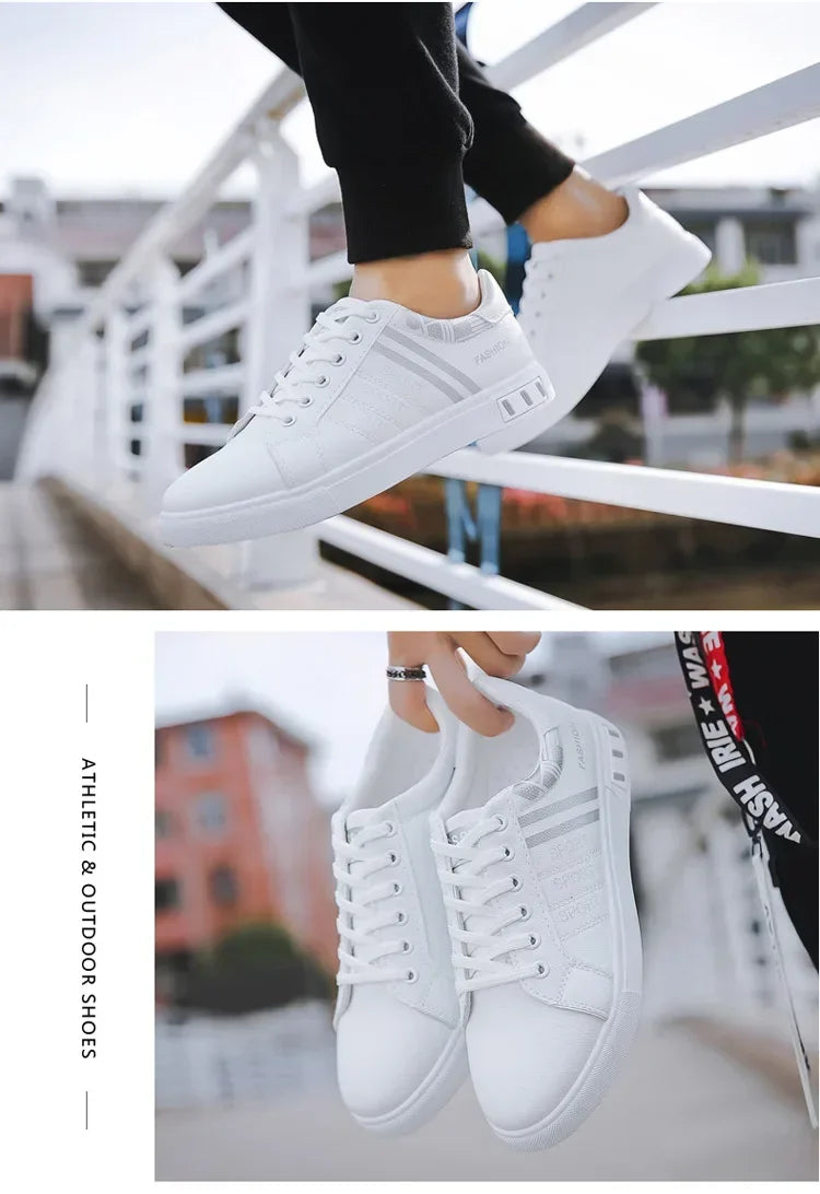 Summer Men Sneakers Casual Vulcanized Shoes Lightweight Breathable Flat White Luxury Shoes for Men Tenis Shoes Tênis Masculino