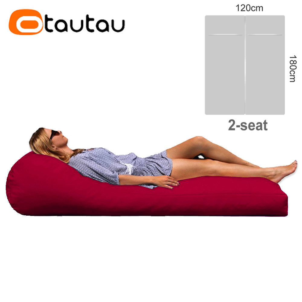 OTAUTAU 2-seat Outdoor Bean Bag Pouf Cover No Filler Waterproof Beach Garden Camp Chaise Lounge Sofa Bed Swimming Pool Puff Sac