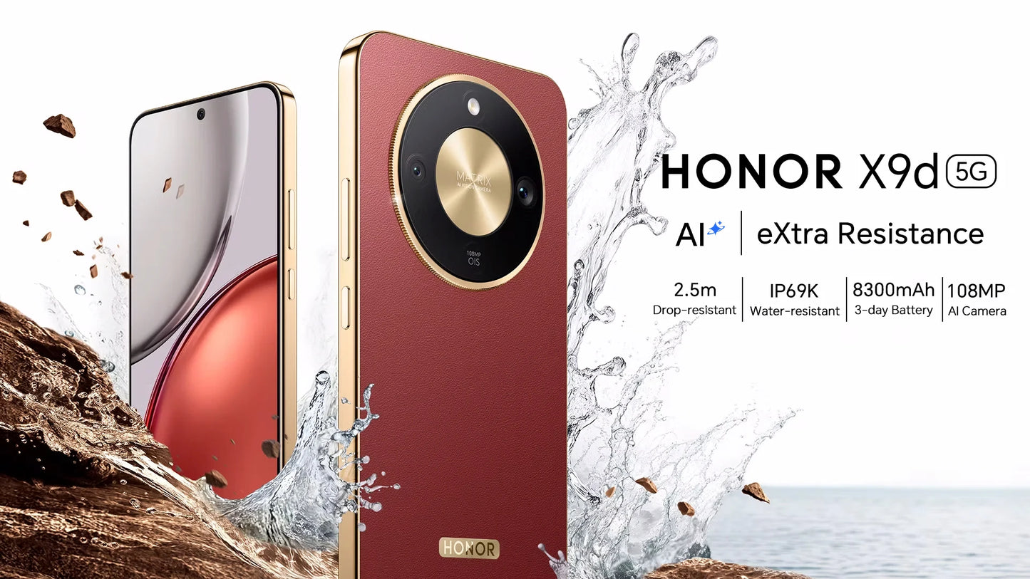 HONOR X9d Global Version 6.79" AMOLED Display 108MP Dual AI Cameras 8300mAh Battery Support 66W Fast Charging Android15 Dual SIM