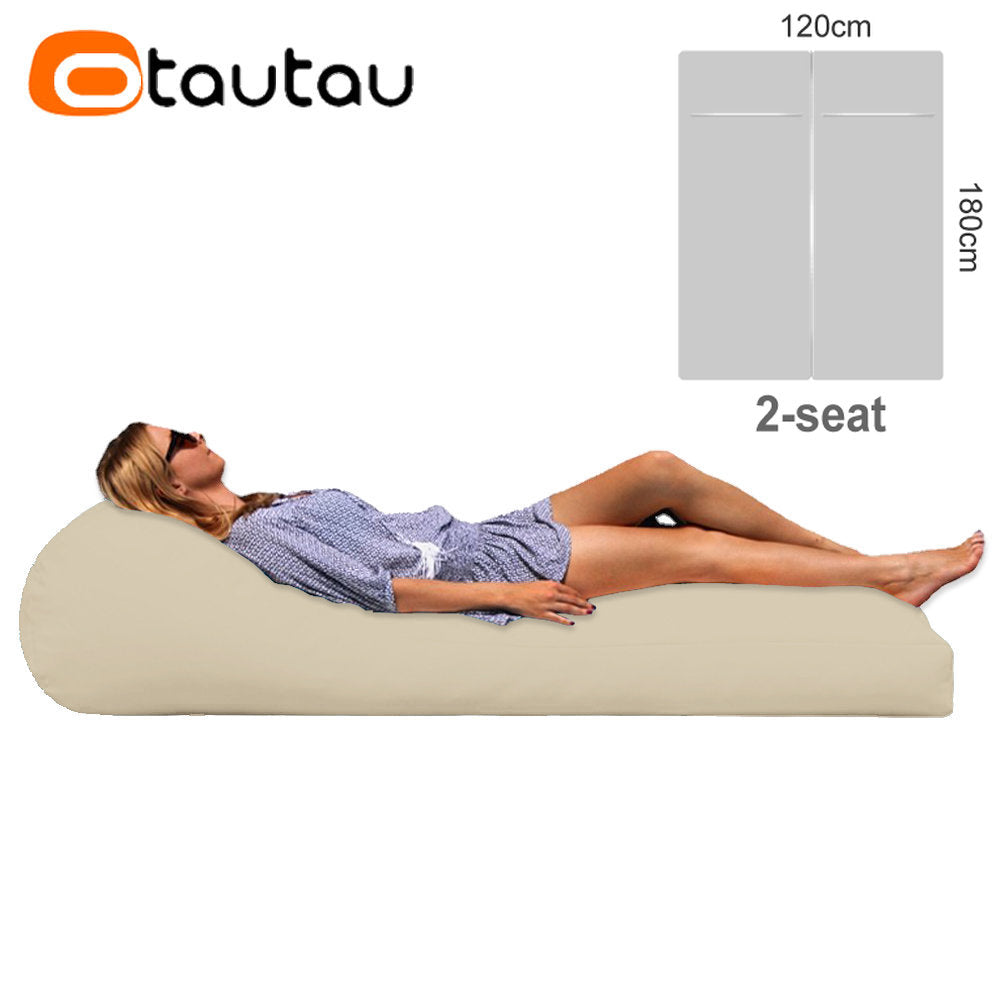 OTAUTAU 2-seat Outdoor Bean Bag Pouf Cover No Filler Waterproof Beach Garden Camp Chaise Lounge Sofa Bed Swimming Pool Puff Sac