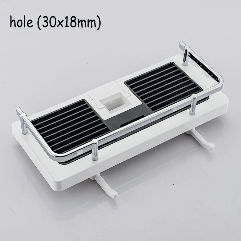 Bathroom Shower Storage Rack Organizer Pole Shelves Shampoo Tray Stand Single Tier No Drilling Lifting Rod Shower Head Holder