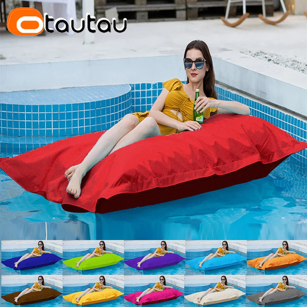 OTAUTAU Retangular Swimming Pool Floating Bean Bag Pouf Cover No Filler Waterproof Beach Pillow Sac Sofa Bed Chaise Lounge DD034