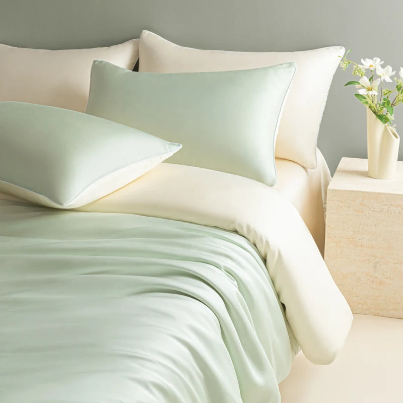 New Washed Ice Silk Bedding Set 4PCS Summer Cool Touch Rope Design Sheet Set Soft Breathable Hotel Luxury Twin/Full/Queen Size