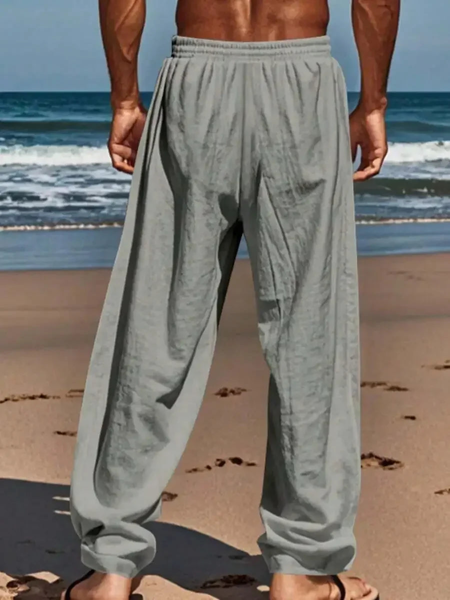 Men's Linen Wide Leg Casual Pants Are Loose Fitting, Breathable And Comfortable, Suitable For All Seasons And Versatile