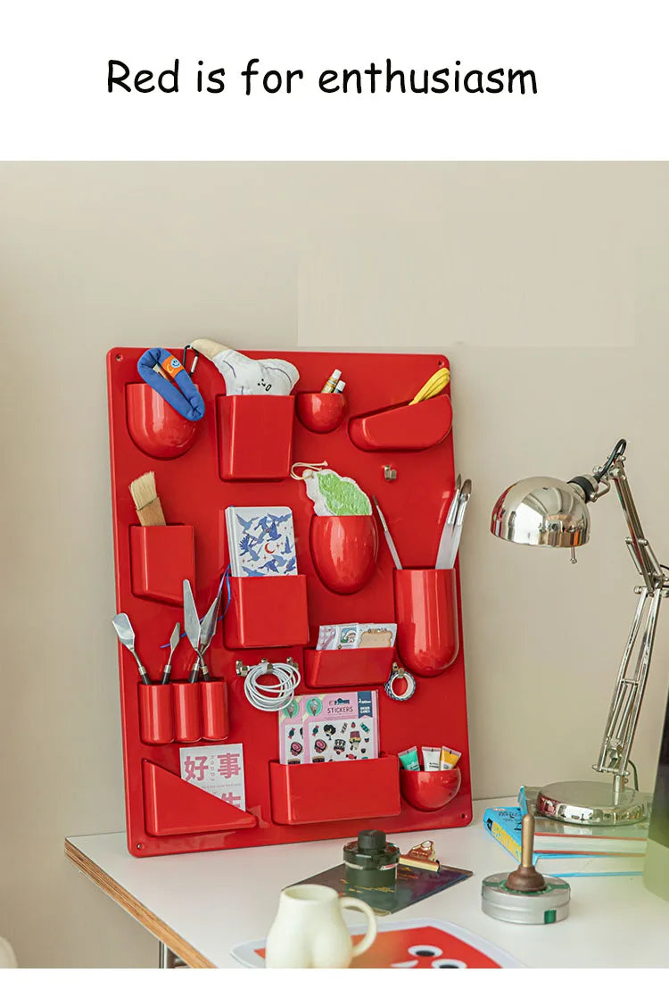 Wall-mounted Storage Rack with Hooks for Office, Kitchen and Workshop Children's Room Organizer with Adjustable Shelves