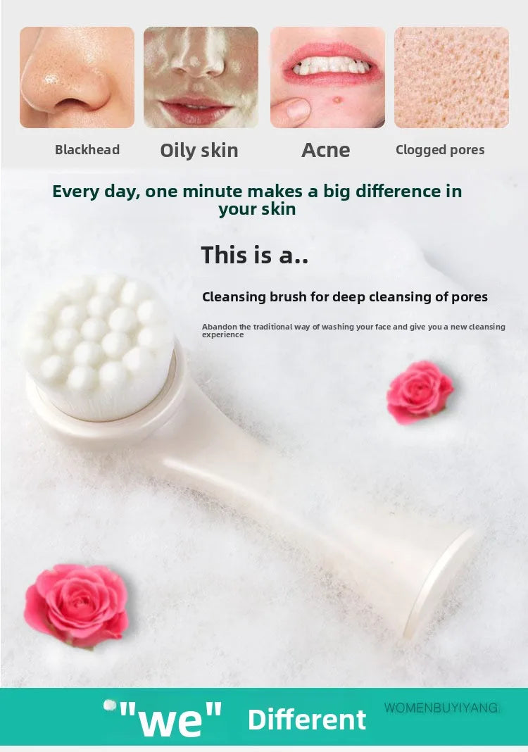 Facial Cleansing Brush–Deep Cleaning,Suppress Fine Lines,Silicone Bristles,Ergonomic Handle,Eco-Friendly,Portable Face Scrubber