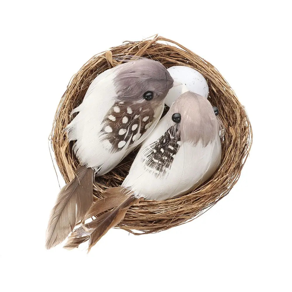 Decor Garden Vine Home House Decoration Craft Nature Realistic Feathered Bird Nest Artificial Craft Birds Birds Egg