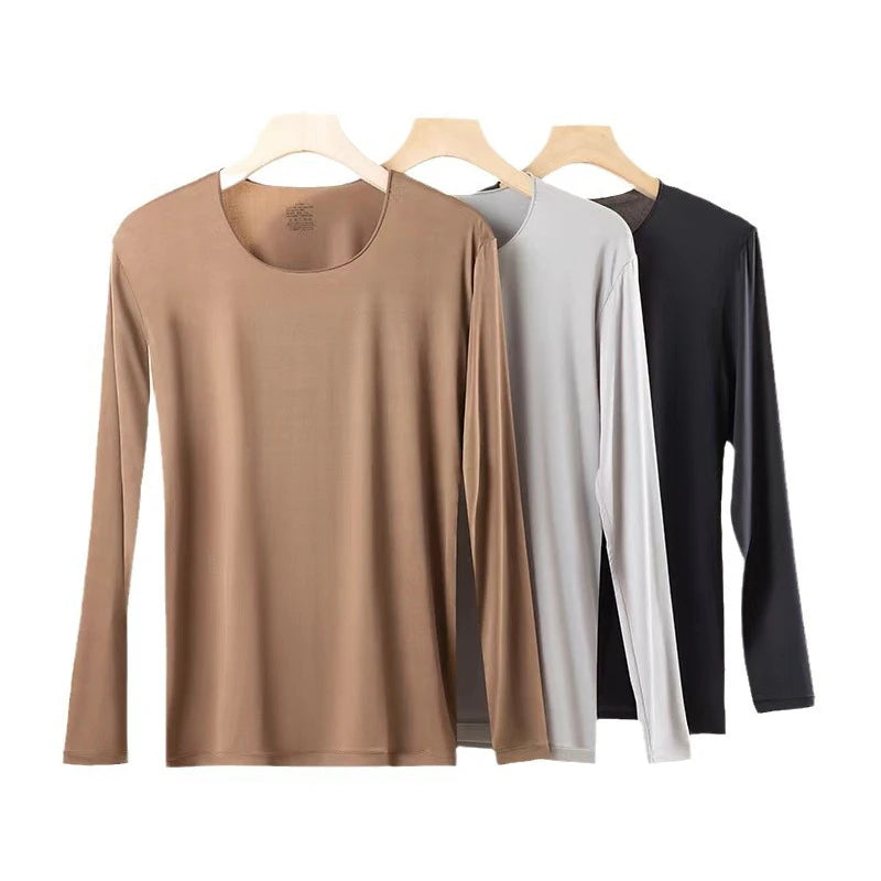 Men Thermal Underwear Set Plus Size Ultra-thin Pajamas Suit High Elastic Long Sleeve Long Johns Autumn Winter Skincare Clothing