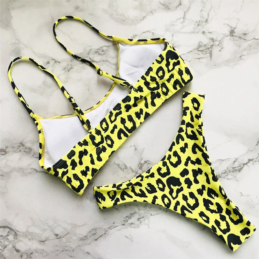 14 Color S - XL Sexy Leopard Bikini Women Swimwear Female Swimsuit Two-pieces Bikini set Brazilian Bather Bathing Suit Swim V871