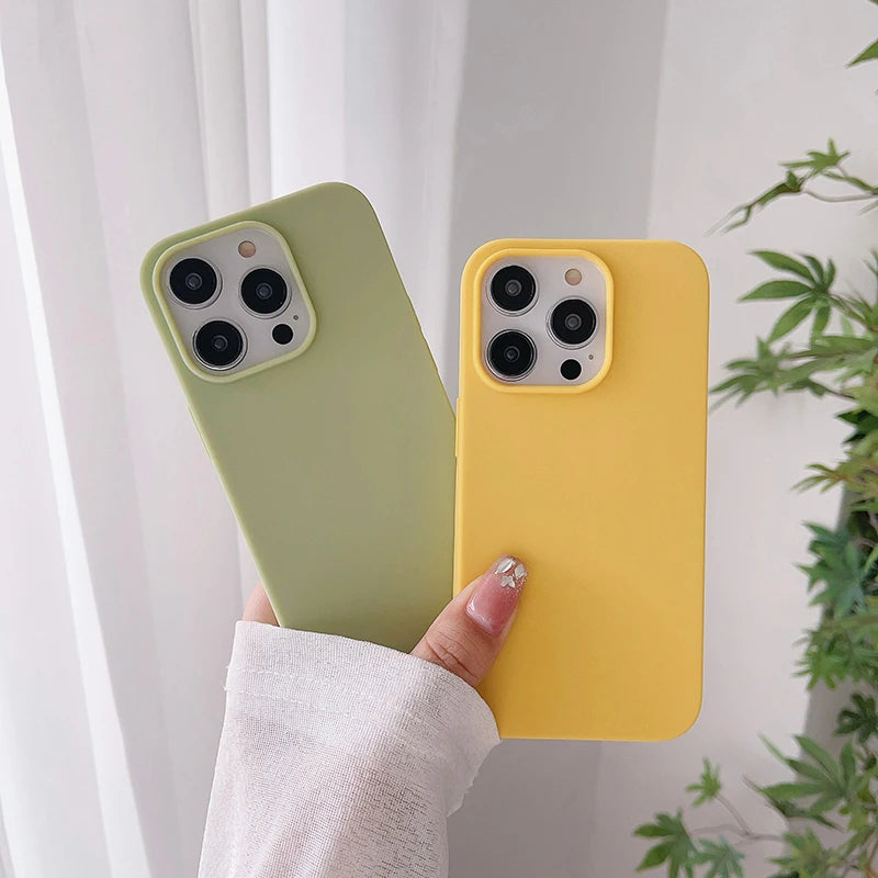Luxury Candy Color Silicone Soft Case For iPhone 16 15 14 13 12 11 Pro Max Plus Mini Matte Frosted Cover Ultra Thin Shell Coque
