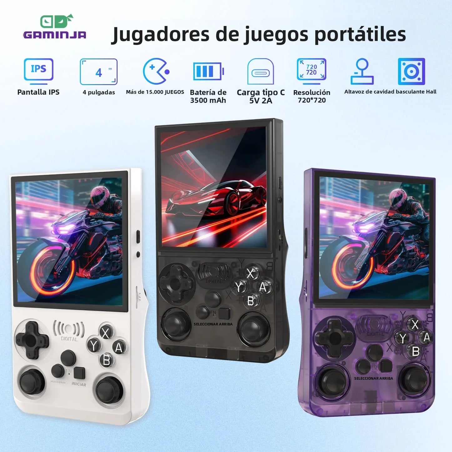 GAMINJA ANS13 4.0 Inch IPS Screen Retro Handheld Video Game Console 15000+ Games Built-in Linux Portable Pocket Gaming Console