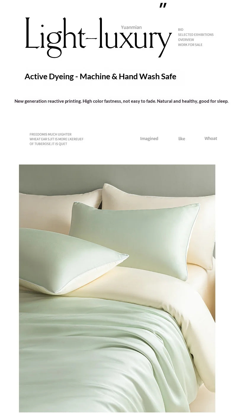 New Washed Ice Silk Bedding Set 4PCS Summer Cool Touch Rope Design Sheet Set Soft Breathable Hotel Luxury Twin/Full/Queen Size