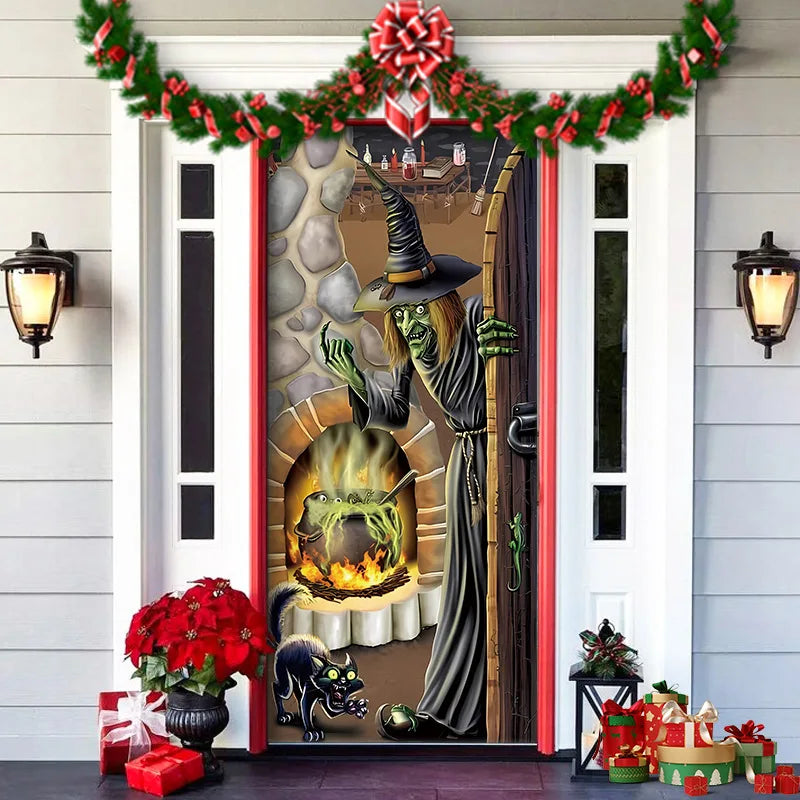 Halloween Decoration Door Curtain Cartoon Ghost Pumpkin Reindeer Home Horry Hanging Ornament Dream Party Entrance Navidad