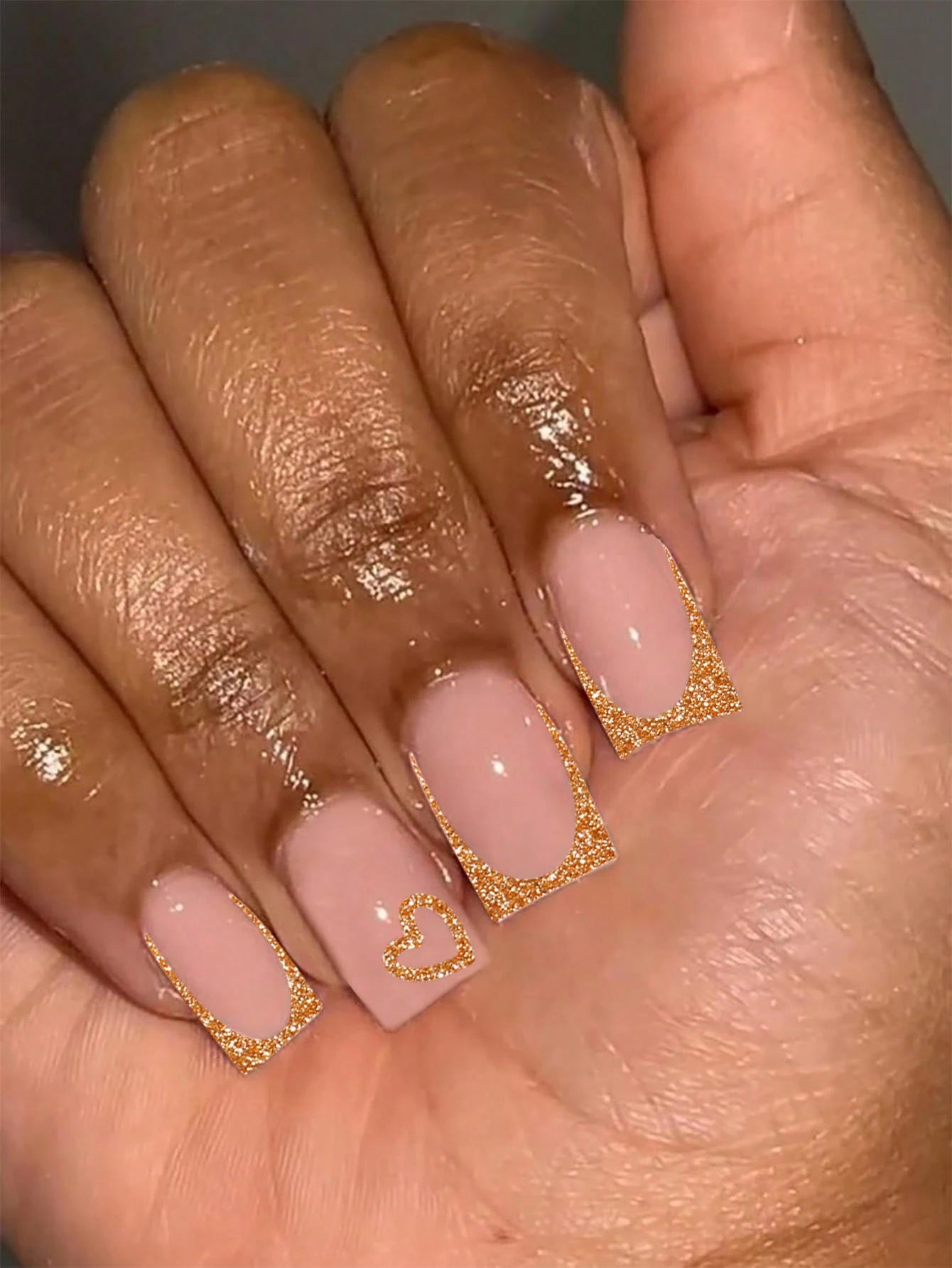 ARTAUG 24PCS Medium Ballerina Pink Nails Black French Tip Press On Nails Press On Nails Love Design Summer Nails Tipsy Cute Nail