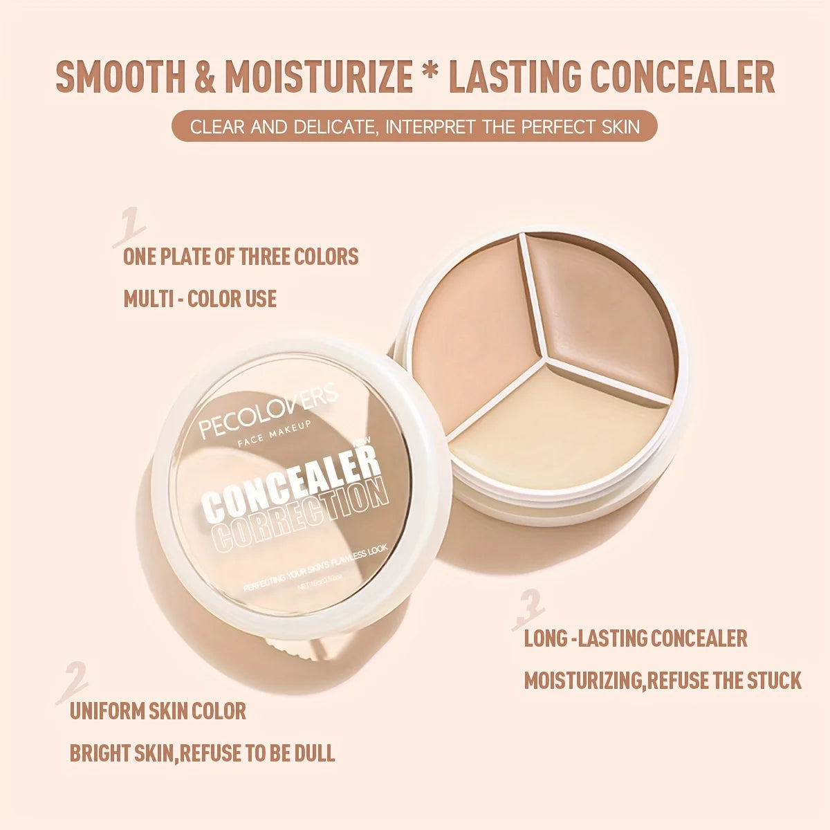 3 Colors Moisturizing Concealer Palette Full Coverage Concealer Even Skin Tone Face Foundation eye Face Cosmetics Lasting