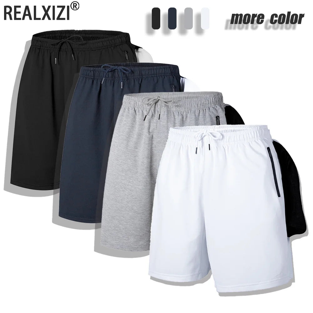 Summer Men's Sport Shorts Cool Quick Dry Jogging Fitness Shorts Thin Breathable Casual Bottoms with Towel Pockets Running Shorts
