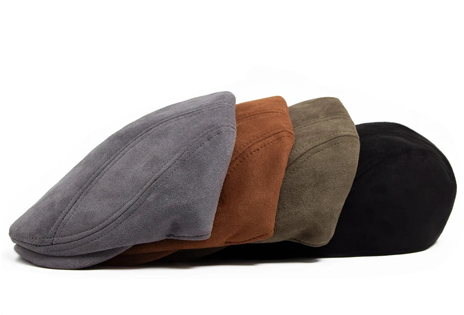 New Suede Autumn Winter Beret Fashion Vintage Men Women Newsboy Hat Casual Flat Visor Cap Berets For 54-58cm Head Circum Ference